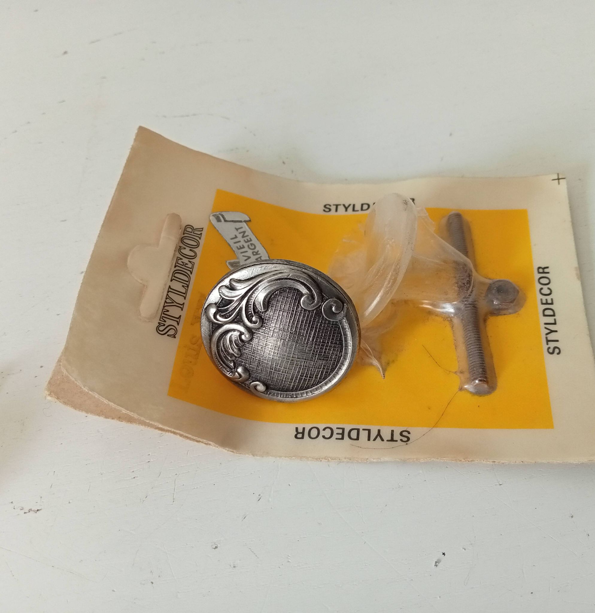 Antique furniture knob, old silver, Louis XV style