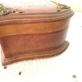 20th century leather jewelry and brass ornamentation box