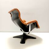Karuselli Lounge Chair by Yrjö Kukkapuro for Haimi in Orange Leather, 1970s