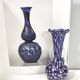 Blue murano glass vase ascribable to fratelli toso with murrines, italy