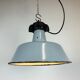 Industrial Grey Enamel Factory Lamp with Cast Iron Top, 1960s