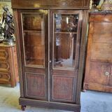 Napoleon iii library showcase with brass marquetry in mahogany from the 19th c. n°1