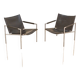 Pair of "SZ02" black leather armchairs by Martin Visser for Spectrum 60's