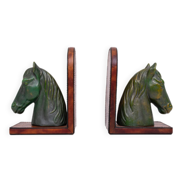 Étriers en céramique et cuir en forme de tête de cheval des années 1970