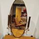 Oval wall mirror with sconces – brass – 1950s/60s