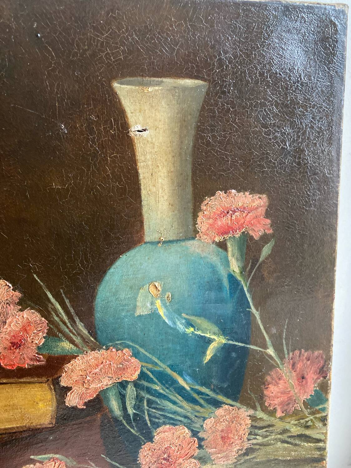 Oil painting still life with flowers