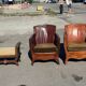 Lounge chairs and ottoman attributed to Otto Schultz for Boet AB, Sweden, 1930s, set of 3