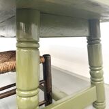 Glossy olive green lacquered dining table — DLG Georges Robert, Circa 1970