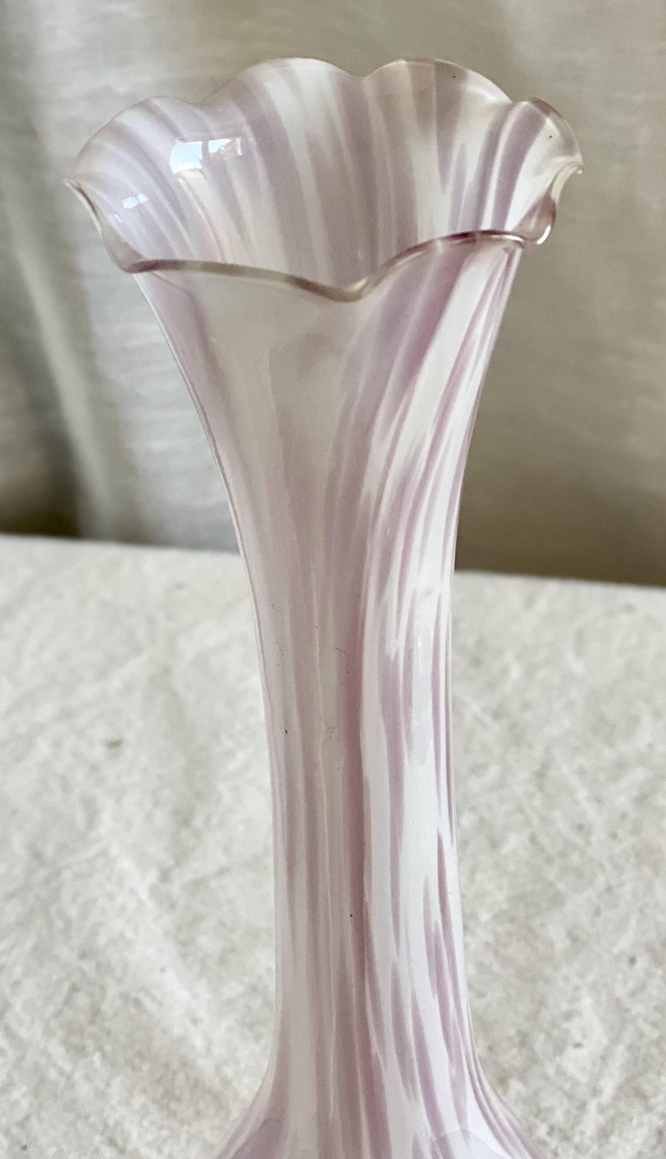 Clichy vase 1900 speckled opaline white and pink