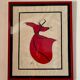 Contemporary Art Painting Signed 1992 Embroidered - Whirling Dervish - Framed