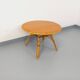 Round coffee table in vintage rattan and wood from the 1960s.