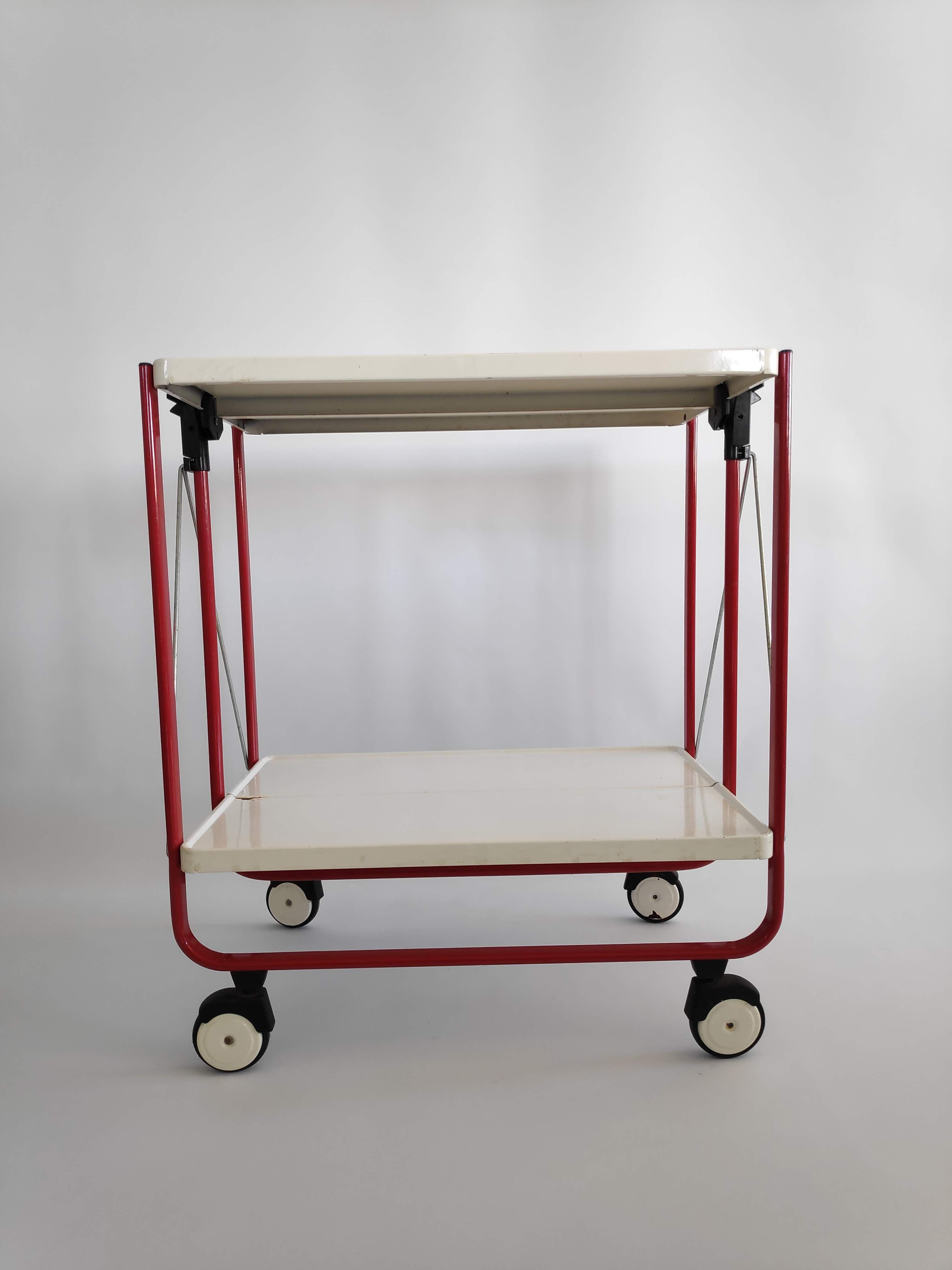 Vintage serving table in painted steel sheet from the years 80