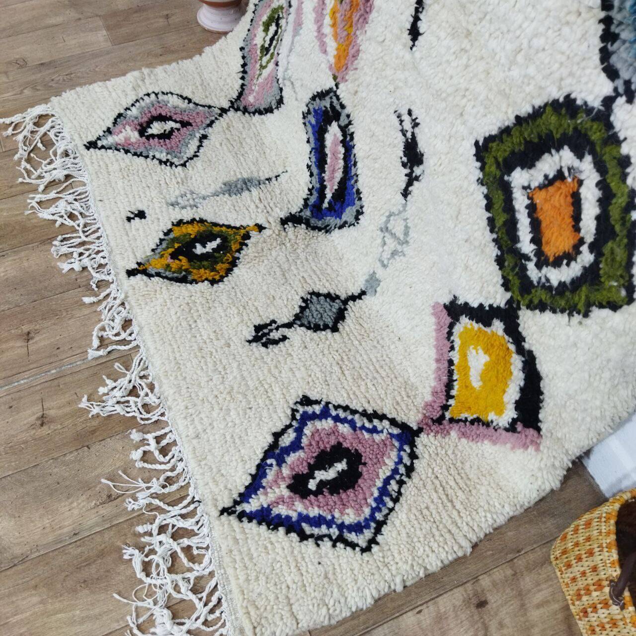 Handmade wool Berber rug 224 x 147 cm