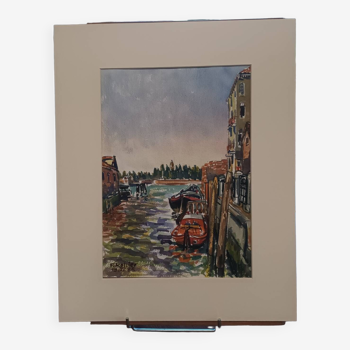 Watercolor Venice signed Rollier