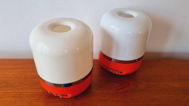 Two Midcentury Table Lamps, Space Age, Adriano Rampoldi, Italy, 1970s