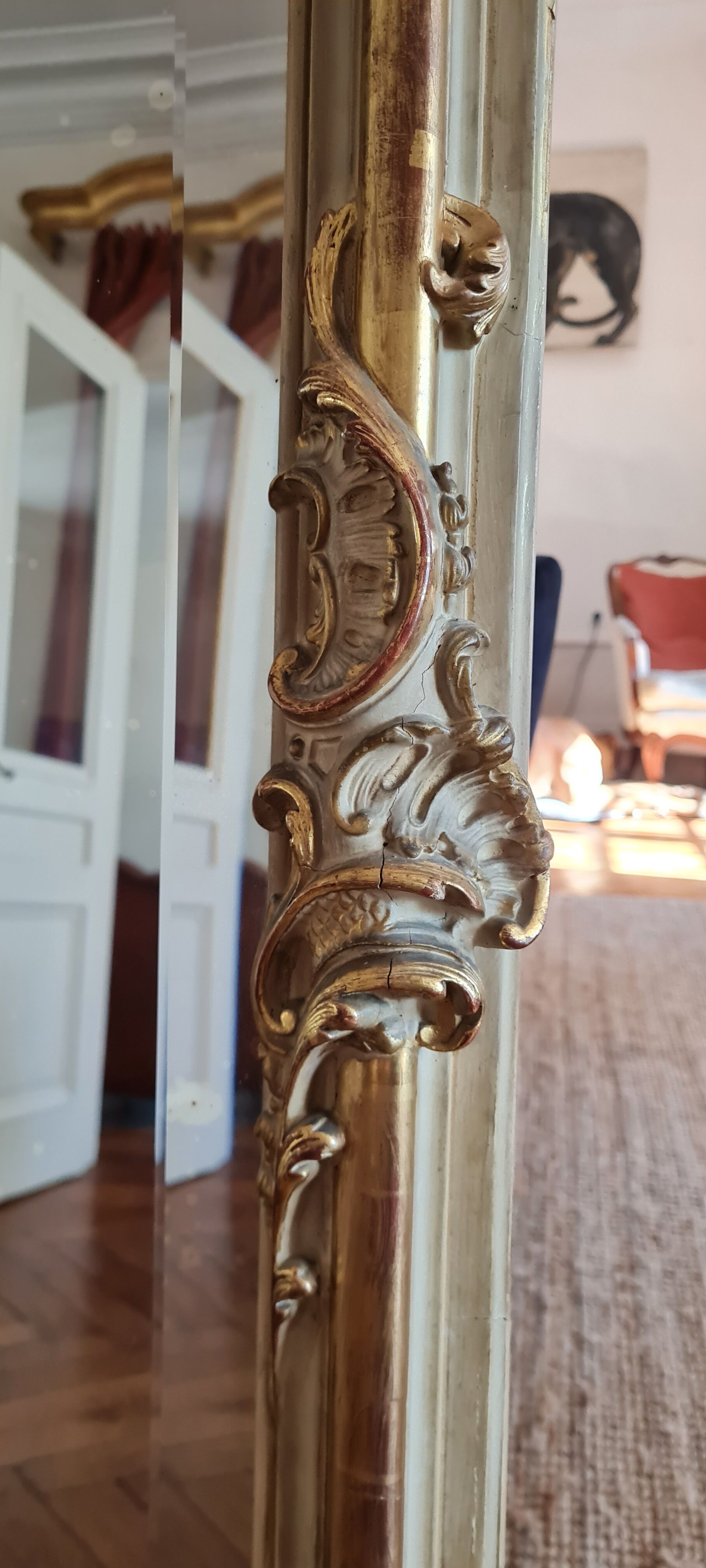 Mirror trumeau gilded wood and patinated XIX century