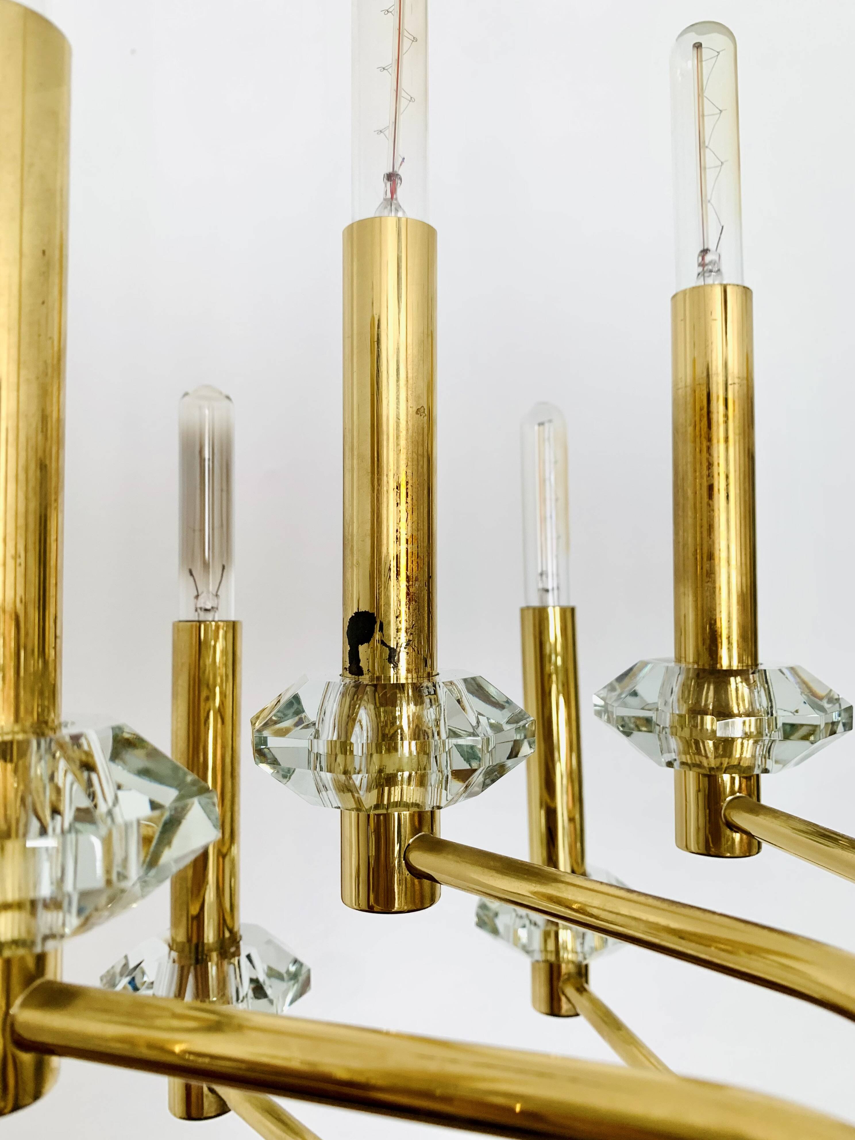 Brass Chandelier by Gaetano Sciolari