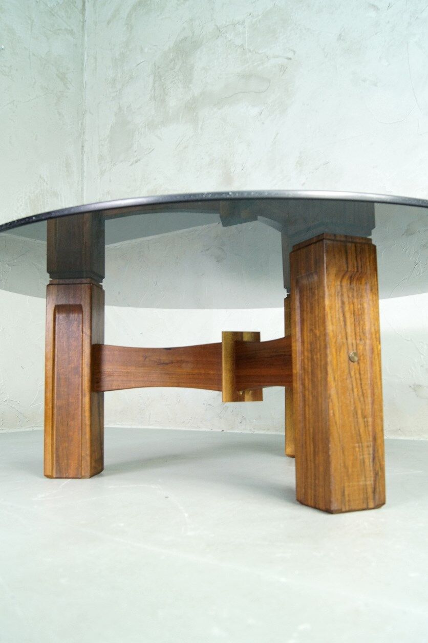 Table basse italienne moderne de bois de rose années 60
