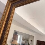 Golden Rectangular Wall Mirror Wood Louis XVI Style Acanthus Leaf Pearled