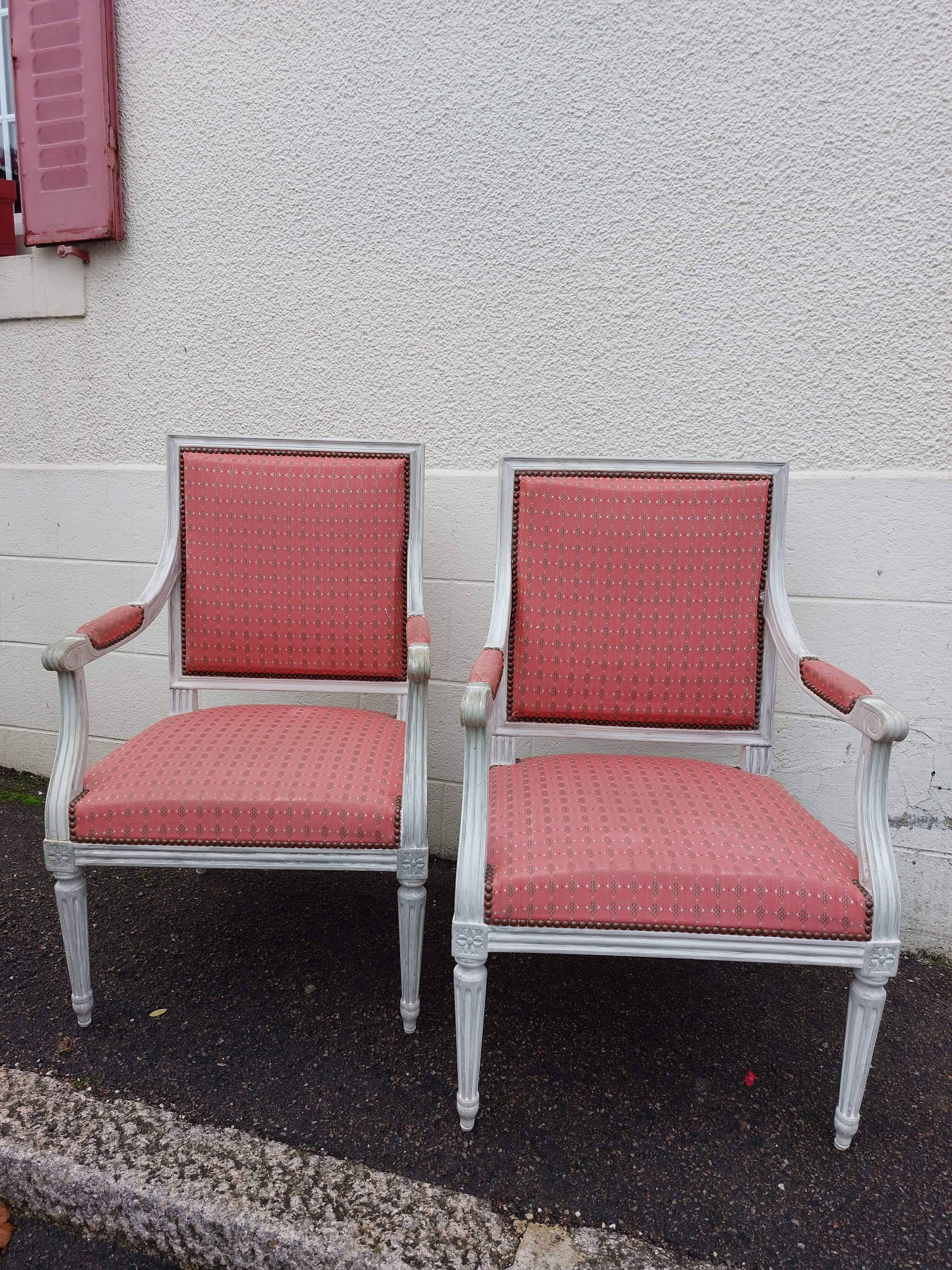 Pair of Louis XVI style armchairs