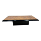 Table basse laqué noir et loupe d’orme dans le style Willy Rizzo