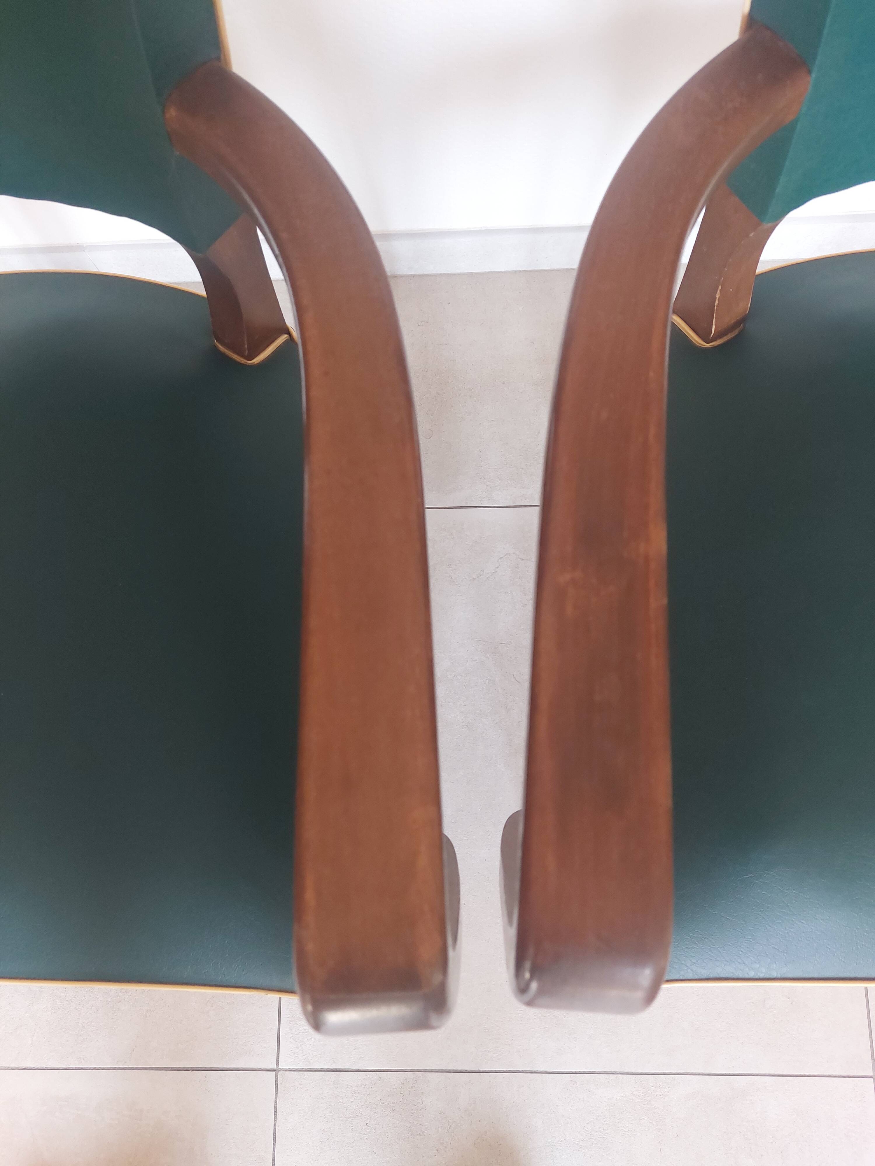 paire de chaises, fauteuils bridges vert foncé