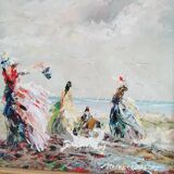 Oil on canvas, Marie Charlot, 1900 Victorian style / women / sea