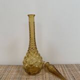 Italian Empoli carafe in amber bubbled glass