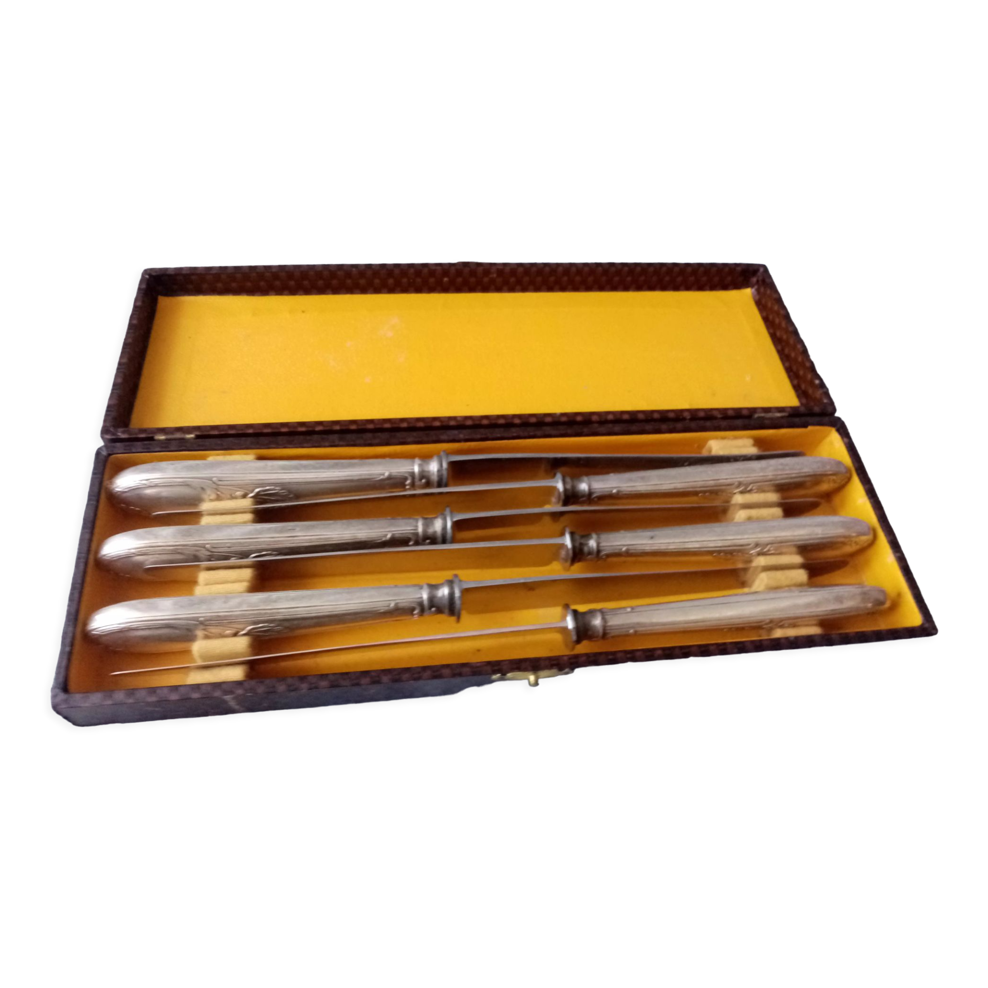 Box of 6 table knife steel blade and silver handle