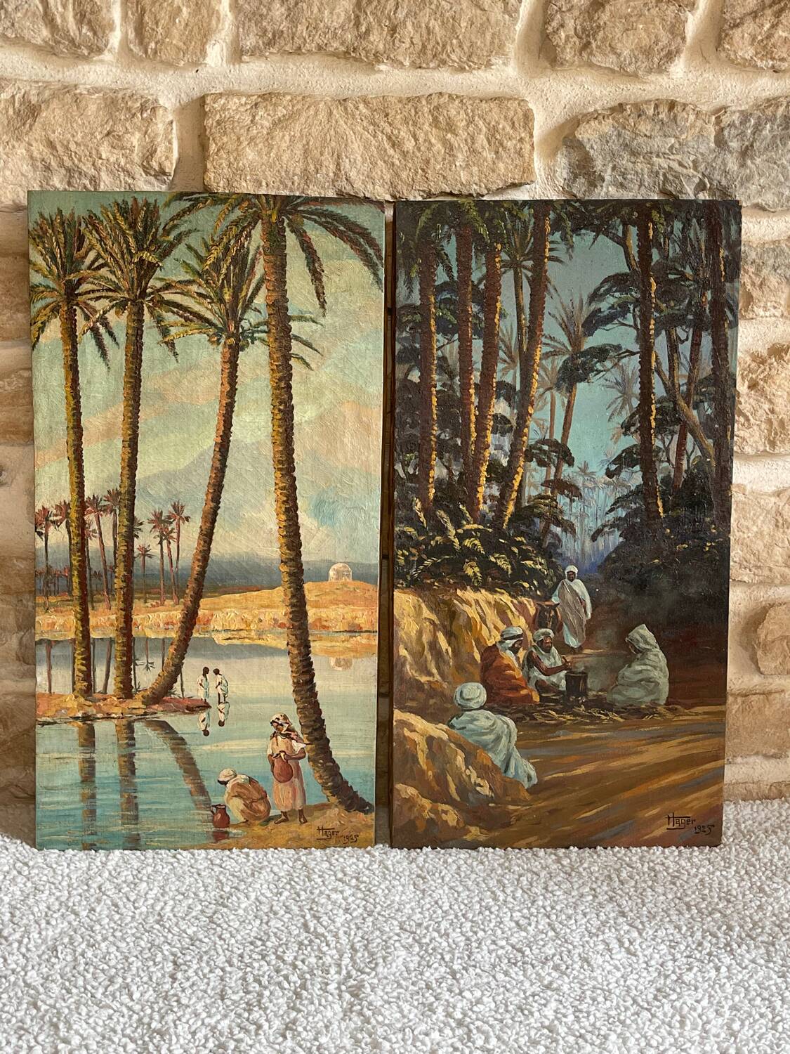 Pair of orientalist paintings signed Hager 1925