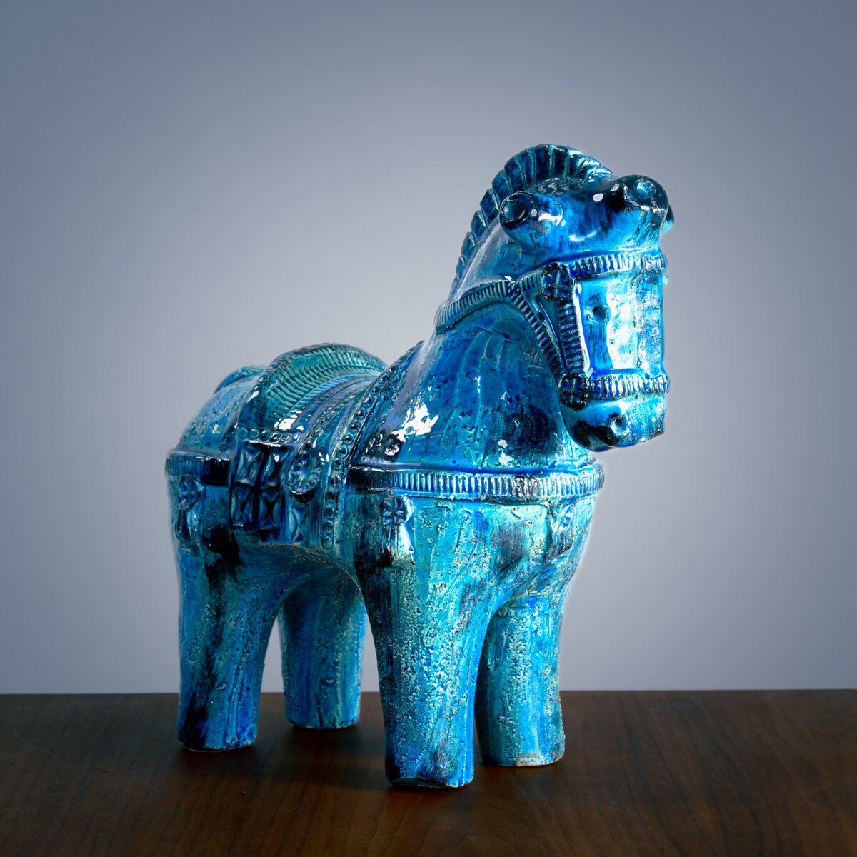 Rimini Blu horse sculpture by Aldo Londi for Bitossi, Italy, 1970s