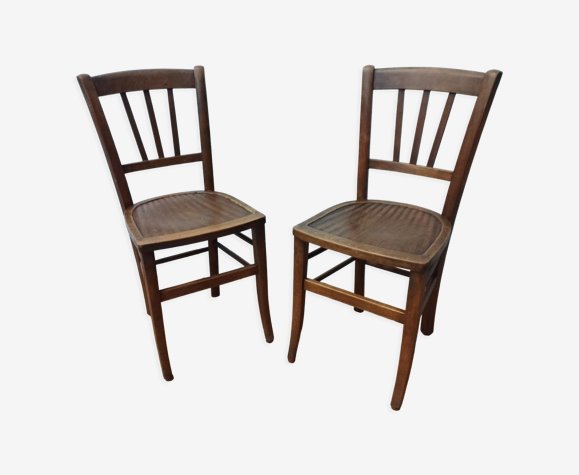 Paire de chaises bistrot anciennes en bois