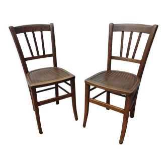 Pair of antique wooden bistro chairs