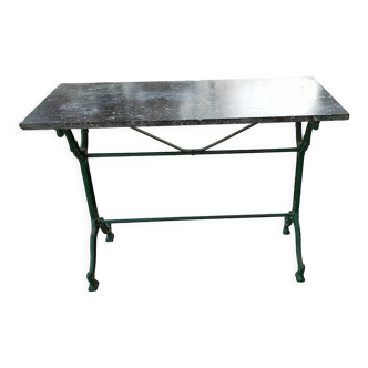 Marble bistro table with wrought iron leg