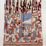 Moroccan Berber carpet Beni ouarain ecru with colorful abstract patterns 255x170cm