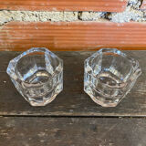 Pair of Antique Candle Holders COVETRO Design Moulded Glass Italy 60’s Vintage