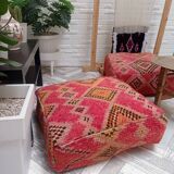 Handmade Berber pouf in wool 60 X 60 X 20 CM