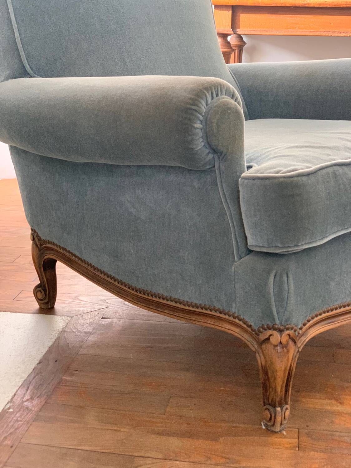 Antique velvet armchair
