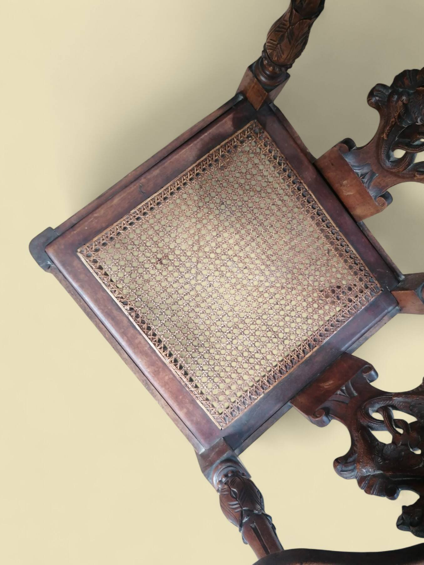 Carved wooden corner armchair - 19th century