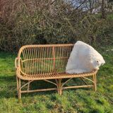 Vintage rattan bench