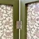 Antique 4-panel screen in pine, restored, "Grand Teint furniture" fabric.