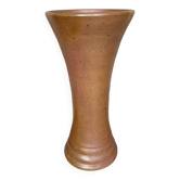 Ancien Vase Grand Modèle Grès Marron Beige Années 60 Vintage