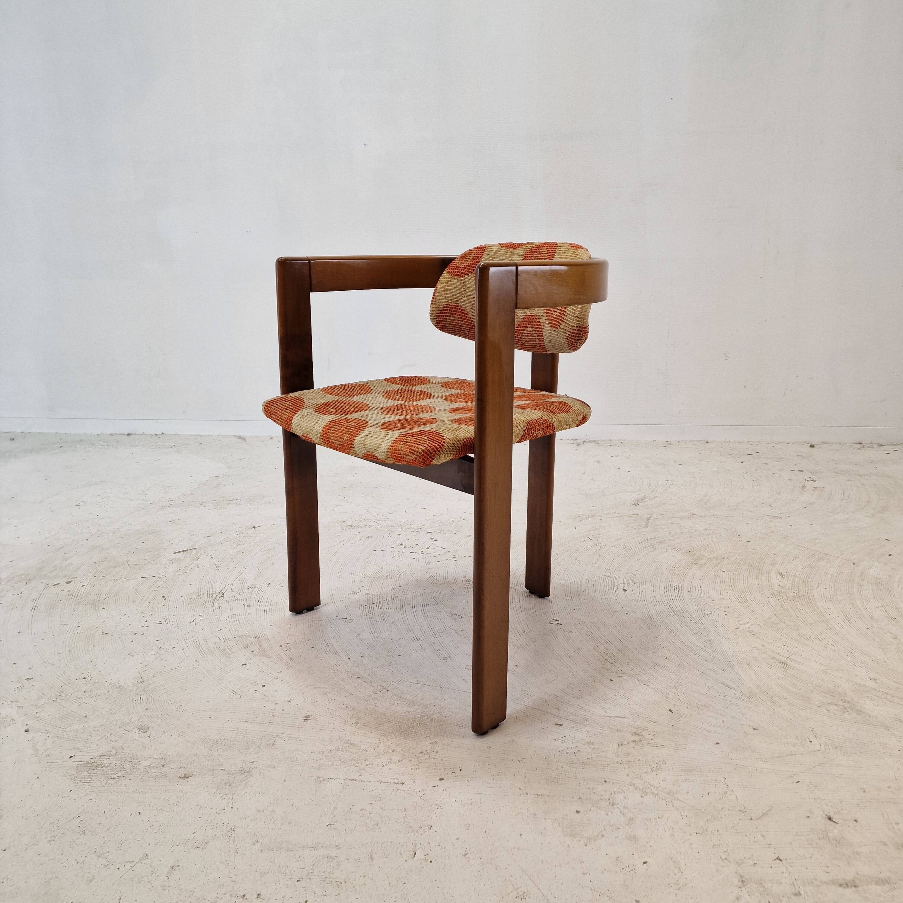 Set of 6 Italian Wooden Armchairs, 1960's