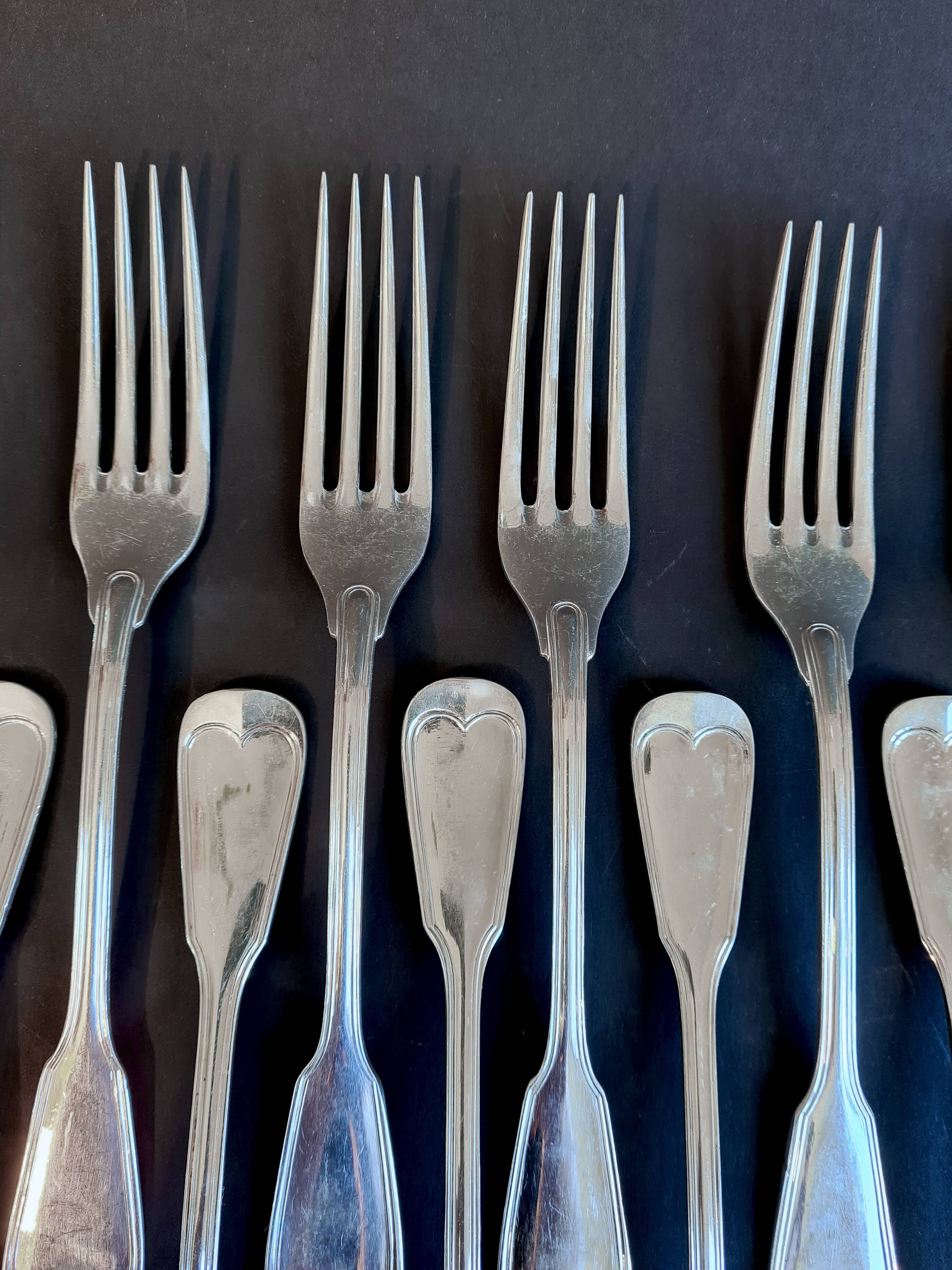 24-piece silver-plated metal cutlery set "Deettjean 190" and their box - Filet de Coeur model - Ref 11