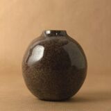 Vase soliflore stoneware antique enamelled brown coconut vintage 1976
