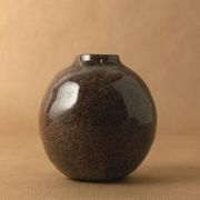 Vase soliflore grès chiné émaillé brun noix de coco vintage 1976