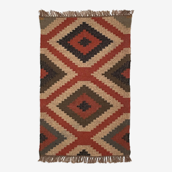 Tapis kilim tissé à la main en jute, 75 x 120 cm