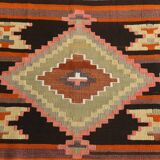 Pink & Brown Turkish Vintage Kilim Runner Rug, 77x387Cm