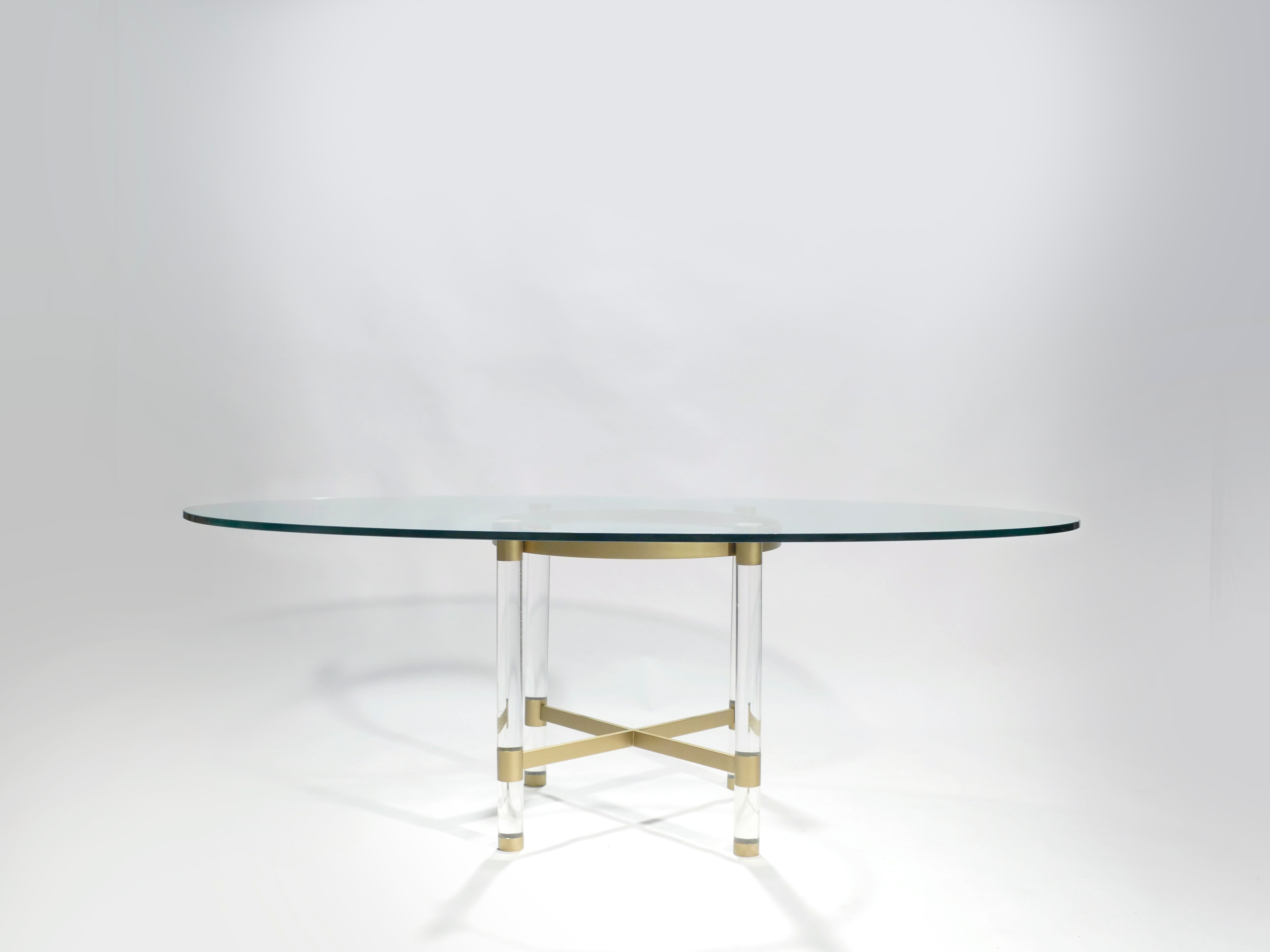 Plexi table Sandro Petti for Metalarte 1970 in brass