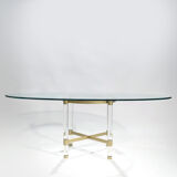 Plexi table Sandro Petti for Metalarte 1970 in brass